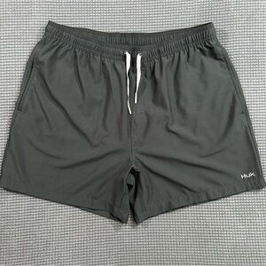 Huk Black Swim Shorts XL Elastic Waist Quick Dry Fishing Swim Trunks